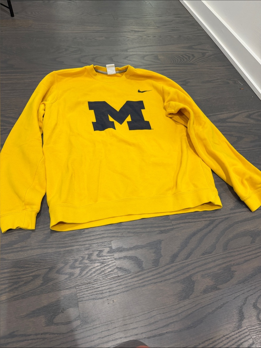 Nike Yellow Crewneck Sweatshirt with Navy M Logo -University of Michigan
